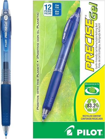 Pilot, Precise BeGreen, Refillable & Retractable Gel Roller Pens, Fine Point 0.7 mm, Black, Pack of 12 in Saudi Arabia