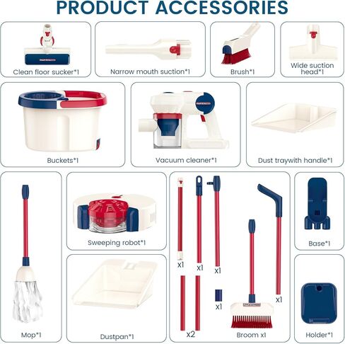 فراغ الأطفال الذي يعمل حقًا-لعبة مكنسة مكنسة واقعية 3 في 1 للطفل الفراغ اللاسلكي ، لعبة تنظيف المنزل ، الحفاظ على المنزل للأطفال في سن 3 4 5 6 سنوات الحاضر لطفلة الفتاة in Kuwait