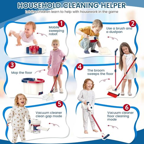 فراغ الأطفال الذي يعمل حقًا-لعبة مكنسة مكنسة واقعية 3 في 1 للطفل الفراغ اللاسلكي ، لعبة تنظيف المنزل ، الحفاظ على المنزل للأطفال في سن 3 4 5 6 سنوات الحاضر لطفلة الفتاة in Kuwait