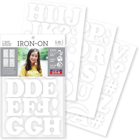 S.E.I 3-Inch Iron-on T-Shirt Letters, Chunky Letter Flock Heat Transfers, Black in Saudi Arabia