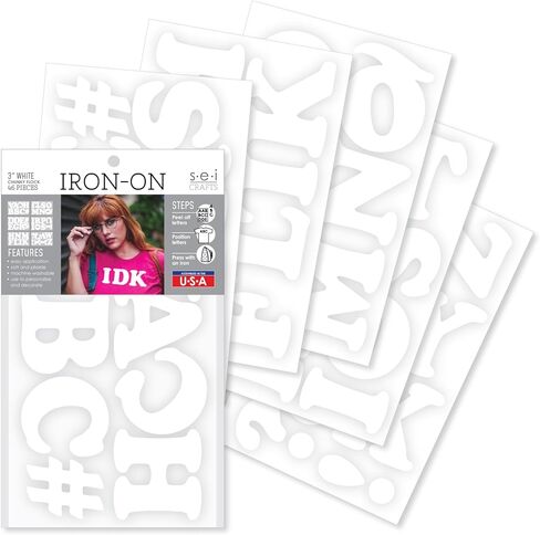 S.E.I 3-Inch Iron-on T-Shirt Letters, Chunky Letter Flock Heat Transfers, Black in Saudi Arabia