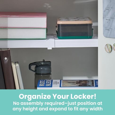 LockerMate Adjust-A-Shelf Locker Shelf, Extends to Fit Your Locker, Easy to Use, Perfect for School, Office, Gym, White in Saudi Arabia