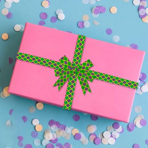 12 Yards Mardi Gras Ribbons Fleur de Lis Ribbons Diamond Decorative Grosgrain Ribbons Green Purple Yellow White Star 3/8" Ribbons for Gift Wrapping Crafts New Orleans Masquerade Party in Saudi Arabia