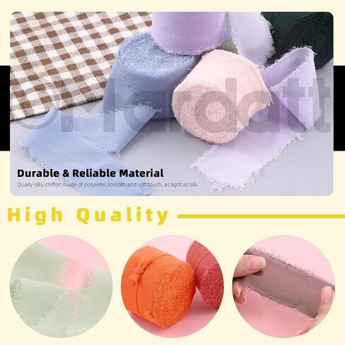 1 Roll 1.5" x 11 Yard Chiffon Ribbon Handmade Fringe Chiffon Silk Ribbon Fabric Ribbon for DIY Craft Wedding Invitations Bridal Bouquets(Orange) in Saudi Arabia