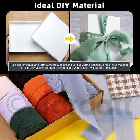 1 Roll 1.5" x 11 Yard Chiffon Ribbon Handmade Fringe Chiffon Silk Ribbon Fabric Ribbon for DIY Craft Wedding Invitations Bridal Bouquets(Orange) in Saudi Arabia