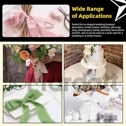 1 Roll 1.5" x 11 Yard Chiffon Ribbon Handmade Fringe Chiffon Silk Ribbon Fabric Ribbon for DIY Craft Wedding Invitations Bridal Bouquets(Orange) in Saudi Arabia