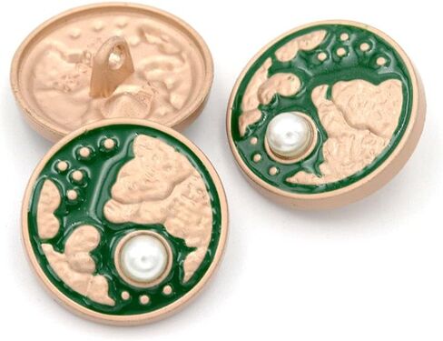 Metal Gold Decorative Buttons for Clothing Sweaters Jacket Sewing Accessories 5pcs/lot(Green,23mm) in Saudi Arabia