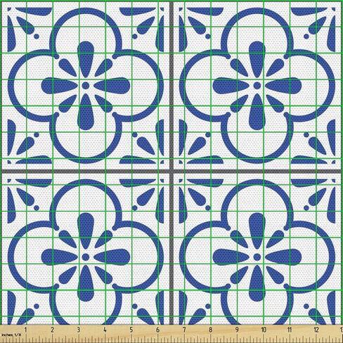 Lunarable Paisley Fabric by The Yard, Vintage Abstract Batik Flower Design Soft Colored Image Ornamental Pattern, Decorative Fabric for Upholstery and Home Accents, 2 Yards, Beige Blue in Kuwait