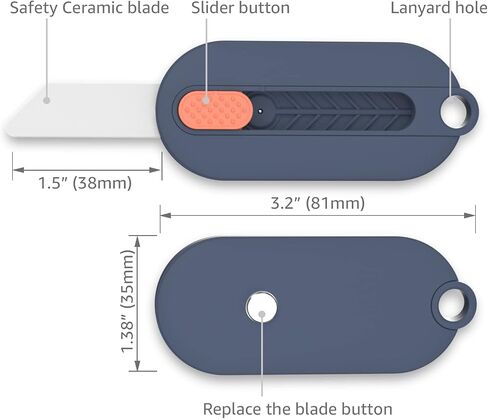 SafeX Ceramic Box Cutter Cute Min Replaceable Blade Cardboard Cutter Safety Box Opener Tool Perfect for DIY,Work (Blue) in Saudi Arabia