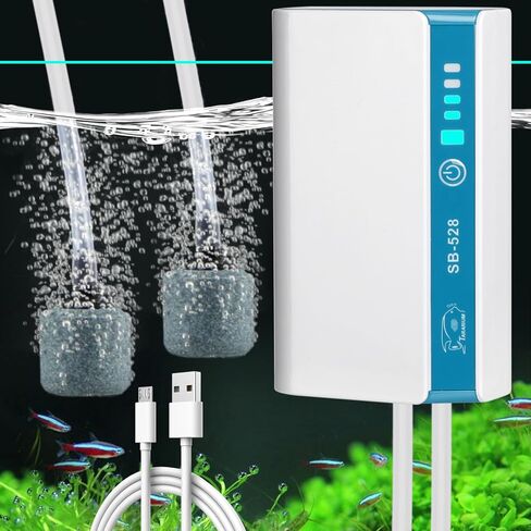 USB Rechargeable Aquarium Air Pump One Dual Outlet Fish Tank Bubbler Aerator Pump for 5-75 Gallon Portable Li-ion Battery Power Outage Outdoor Fishing Live Bait Bucket Aerator Quiet Oxygen Pump in Saudi Arabia