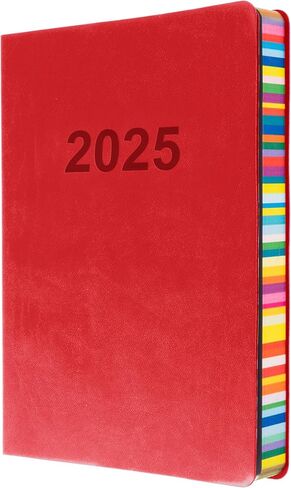Collins Edge Rainbow 2025 Diary - A5 Day to Page Planner (with Appointments) - Red - (ED151.U15-25) - Daily Planner with Soft Touch Covers and Coloured Page Edges in Kuwait