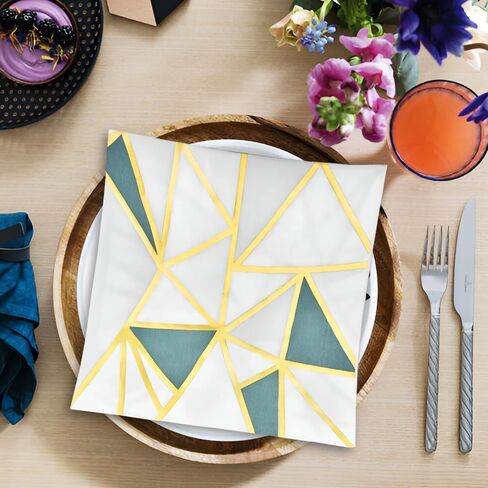 Lillian Collection Premium Mosaic Gold Foil-Stamped Napkins - 24 Packs of 20 - Elegant, Ultra-Soft & Decorative Printed Design for Parties, Weddings & Events in Kuwait