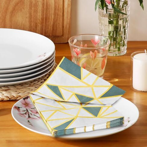 Lillian Collection Premium Mosaic Gold Foil-Stamped Napkins - 24 Packs of 20 - Elegant, Ultra-Soft & Decorative Printed Design for Parties, Weddings & Events in Kuwait