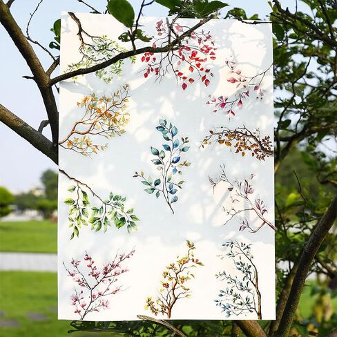 20pcs PET Transparent Tree Branch Leaves Vinyl Stickers Decals Bulk Clear for Wall Crafts Envelopes Scrapbooking Cards Water Bottles Journaling Vehicles Windows Truck Decorations for Adults (Green) in Saudi Arabia