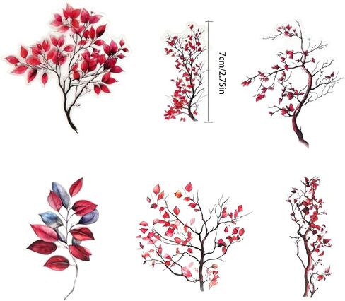 20pcs PET Transparent Tree Branch Leaves Vinyl Stickers Decals Bulk Clear for Wall Crafts Envelopes Scrapbooking Cards Water Bottles Journaling Vehicles Windows Truck Decorations for Adults (Green) in Saudi Arabia