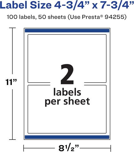 Avery Durable Waterproof Rectangle Labels with Sure Feed, 4.75" x 7.75", 200 Oil and Tear-Resistant Waterproof Labels, Print-to-The-Edge, Laser/Pigment-Based Inkjet Printable Labels in Saudi Arabia