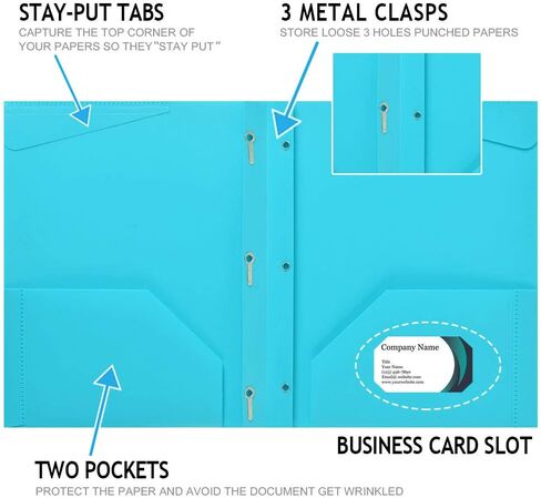 مجلدات بلاستيكية شديدة التحمل مع جيوب وشوك - 18 حزمة ، 3 مجلدات شوكة مع جيوب وفتحة البطاقة ، ألوان متنوعة مجلدات الجيب مع الشق لورق حجم الرسالة in Kuwait