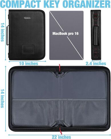 Key Organizer Case - Fireproof & Waterproof Key Bag with 54 Key Tags - Large Portable Zippered Key Storage Box for House, Office, Property Management - Handle & Shoulder Strap Included in Kuwait
