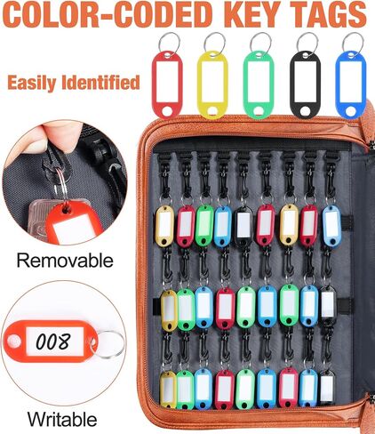Key Organizer Case - Fireproof & Waterproof Key Bag with 54 Key Tags - Large Portable Zippered Key Storage Box for House, Office, Property Management - Handle & Shoulder Strap Included in Kuwait