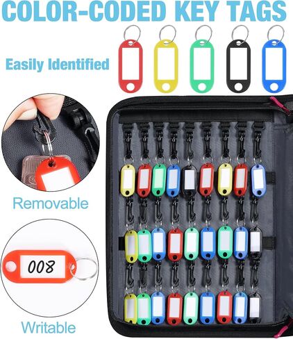 Key Organizer Case - Fireproof & Waterproof Key Bag with 54 Key Tags - Large Portable Zippered Key Storage Box for House, Office, Property Management - Handle & Shoulder Strap Included in Kuwait