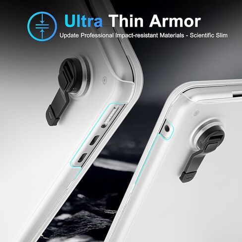Mektron Ultra Thin Thin Armor Case متوافق مع MacBook Air 15.3 بوصة 2025/2024/2023 M4 A3241/M3 A3114 M2 A2941 ، قذيفة صلبة واقية مع طية كيكستاند ، مجعد واضح in Kuwait