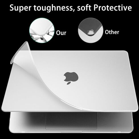 Mektron Ultra Thin Thin Armor Case متوافق مع MacBook Air 15.3 بوصة 2025/2024/2023 M4 A3241/M3 A3114 M2 A2941 ، قذيفة صلبة واقية مع طية كيكستاند ، مجعد واضح in Kuwait