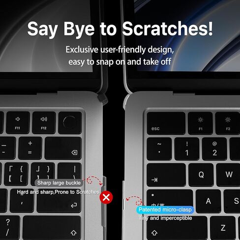 Mektron Ultra Thin Thin Armor Case متوافق مع MacBook Air 15.3 بوصة 2025/2024/2023 M4 A3241/M3 A3114 M2 A2941 ، قذيفة صلبة واقية مع طية كيكستاند ، مجعد واضح in Kuwait