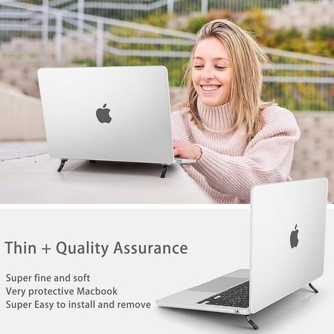 Mektron Ultra Thin Thin Armor Case متوافق مع MacBook Air 15.3 بوصة 2025/2024/2023 M4 A3241/M3 A3114 M2 A2941 ، قذيفة صلبة واقية مع طية كيكستاند ، مجعد واضح in Kuwait