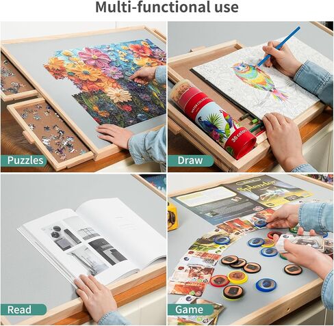 Tilting & Rotating Puzzle Board for 1500 Pieces,35" × 26",Portable Jigsaw Puzzle Table for Adults with 4 Drawers & Protective Cover,Ideal Gift for Mum in Saudi Arabia