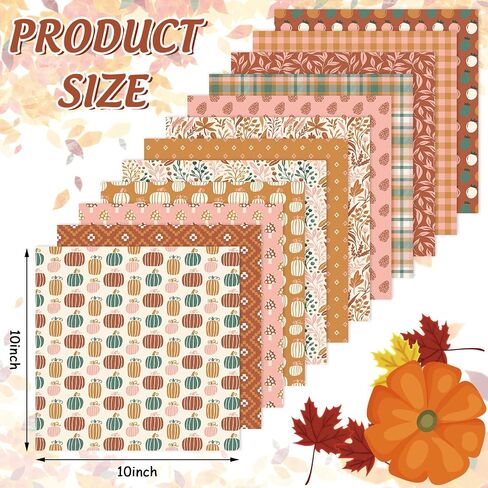 Whaline 12Pcs Boho Fall Cotton Fabric Bundles 10 x 10 Inch Autumn Fat Quarters Boho Sewing Fabrics for DIY Handmade Crafting Home Party Decor in Saudi Arabia