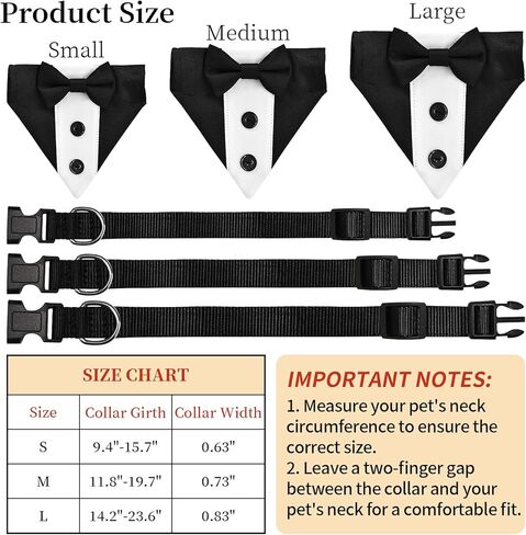 Formal Dog Bandana with Adjustable Collar - Suit Style Bow Tie and Button Design for Small to Large Dogs, Ideal for Weddings, Parties, and Special Occasions (Black, Medium) in Saudi Arabia