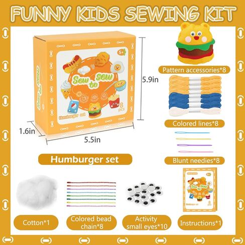 أطفال خياطة مجموعات للمبتدئين ، 8 حيوانات محشوة ، أرنب ، ديناصور جعل طقم حرفية ممتعة للخياطة ، تعلم تعليمية لخياطة هدايا للأطفال 5 6 7 8 9 10 11 12 ، تعليمات ومحسنة in Kuwait