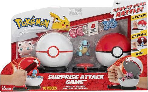 لعبة Pokémon Pokémon مع Squirtle و Jigglypuff - 2 كرات مفاجئة - 6 أقراص هجوم - ألعاب لعشاق الأطفال in Saudi Arabia