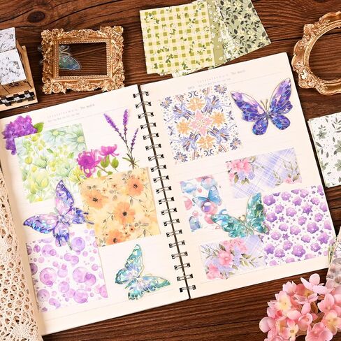 600 Sheets Vintage Scrapbook Paper, Journaling Supplies, Flower Aesthetic Room Decor Craft Paper, 3x3 Single-Side Floral Scrapbooking Paper for DIY Scrapbooks Journal Photo Album Crafts Card Making in Saudi Arabia