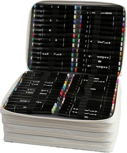 Lbxgap Marker Pen Organizer Case 224 Slots Large Capacity with Handy Wrap Portable Multilayer Holder for Watercolor Pencils & Gel Pen Markers(Black Flower) in Kuwait