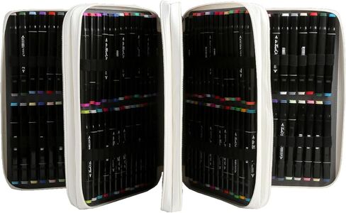 Lbxgap Marker Pen Organizer Case 224 Slots Large Capacity with Handy Wrap Portable Multilayer Holder for Watercolor Pencils & Gel Pen Markers(Black Flower) in Kuwait