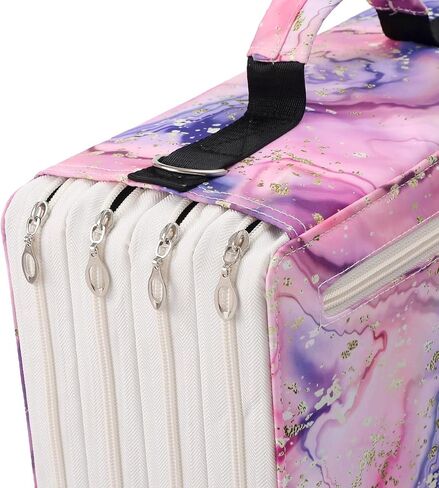 Lbxgap Marker Pen Organizer Case 224 Slots Large Capacity with Handy Wrap Portable Multilayer Holder for Watercolor Pencils & Gel Pen Markers(Black Flower) in Kuwait