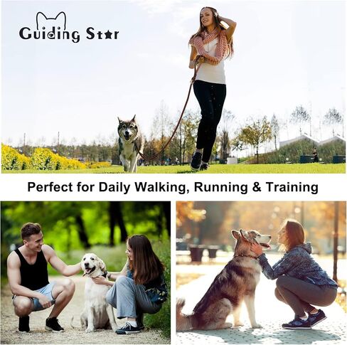 Guiding Star Double Handle Leather Dog Leash 6ft, Heavy Duty Braided Dog Leash with Traffic Handle for Small Medium & Large Dogs (Two Handles 6 Foot x 5/8", Brown) in Kuwait