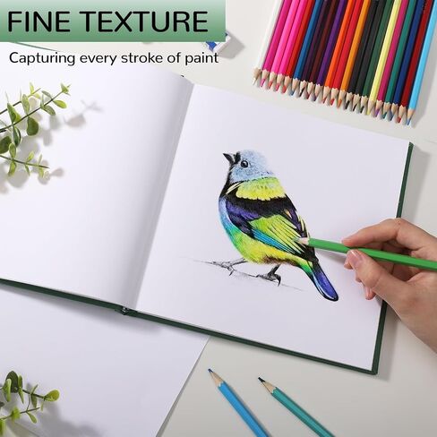 Hardcover Sketch Book, 72lb/120gsm Square Sketch Pad, Thick Paper Sketchbook for Drawing 8.3×8.3in, 108 Pages/54 Sheets Drawing Notebook Art Journal for Teens, Adults, Artists, Ideal Gifts (Black) in Saudi Arabia