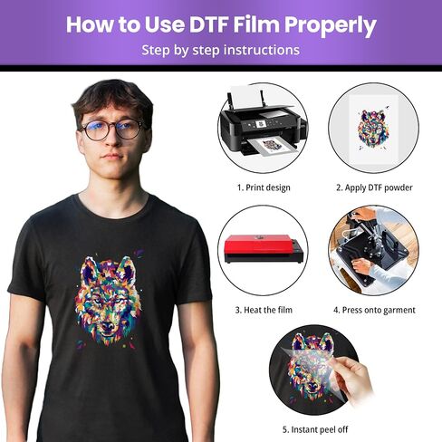Vintalie DTF Transfer Film - A4 (8.5 "x11") 50 ورقة مميزة غير ماتي مزدوجة DTF DTF Pet Paper Direct to T Dirt in Saudi Arabia