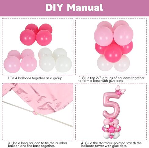 40 Inch Pink Number 5 Balloon for 5th Birthday Decoration Pastel Baby Pink Number Five Foil Balloon Tower Giant Large Digit Hot Pink White Helium Mylar Balloons Stack Stand for Girls Anniversary Party in Saudi Arabia
