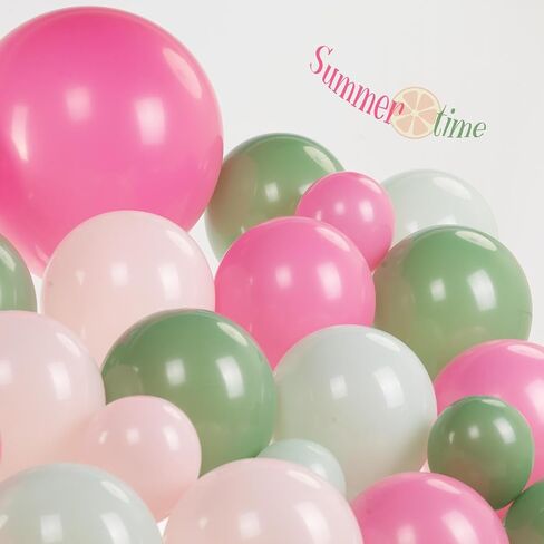 Pink and Green Balloon Arch Garland Kit 154pcs Sage Green and Pastel Pink Balloons for Girls Baby Shower Woodland Safari wild one Baptism Birthday summer tropical Party Decorations (Sage Green Pink) in Kuwait