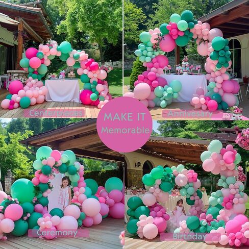 Pink and Green Balloon Arch Garland Kit 154pcs Sage Green and Pastel Pink Balloons for Girls Baby Shower Woodland Safari wild one Baptism Birthday summer tropical Party Decorations (Sage Green Pink) in Kuwait