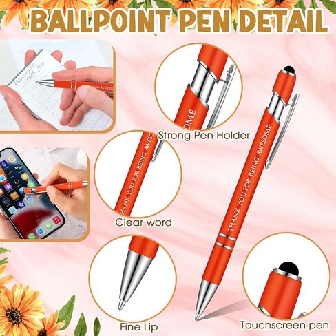 Lincia 20 Set Thanks Appreciation Gift Pens 20 Inspirational Ballpoint Pen 20 Stainless Steel Keychains and 20 Organza Bags 20 Thanks Cards for Colleague Gift(Inspirational,Rustic Color) in Saudi Arabia