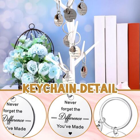 Lincia 20 Set Thanks Appreciation Gift Pens 20 Inspirational Ballpoint Pen 20 Stainless Steel Keychains and 20 Organza Bags 20 Thanks Cards for Colleague Gift(Inspirational,Rustic Color) in Saudi Arabia