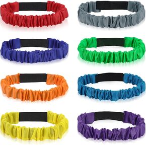 Augshy 8Pcs 3 Legged Race Bands Elastic Tie Rope, Assorted Colors for Relay Race Game Carnival Field Day Backyard Game Party Supplies