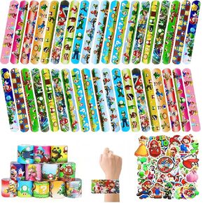 88pcs صفعة الأساور للأطفال ， تشمل لوازم حفلات عيد الميلاد 38pcs أساور صفعة و 50pcs ملصقات ， مكافآت الفصول الدراسية ， جوائز كرنفال ， حقائب Goodie