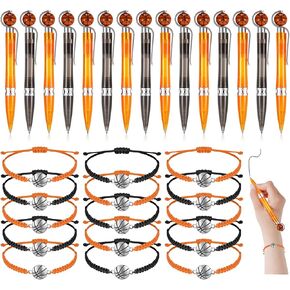 Sabary 30 Pcs Basketball Party Favors Set, 15 Pcs Basketball Pens 15 Pcs Basketball Theme Bracelets Ballpoint Pen Adjustable Bracelet Basketball Party Gifts for School Kids Teens Team Members