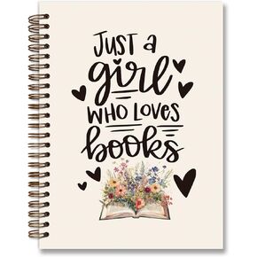 Just A Girl Who Loves Book Journal for Book Lovers,Vintage Flower Hardcover Journal Notebook for Teen Girls Women,College Ruled Hardcover Notebook for School Office Supplies,Book Lovers Gifts for Women