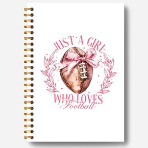 Coquette Pink Bow Football Notebook, Just a Girl Who Loves Football Journal, Football Gifts for Women, Football Mom Gifts, Preppy Notebook Journal for Note Taking Work, Spiral Notebook 5.5x8.3 Inch